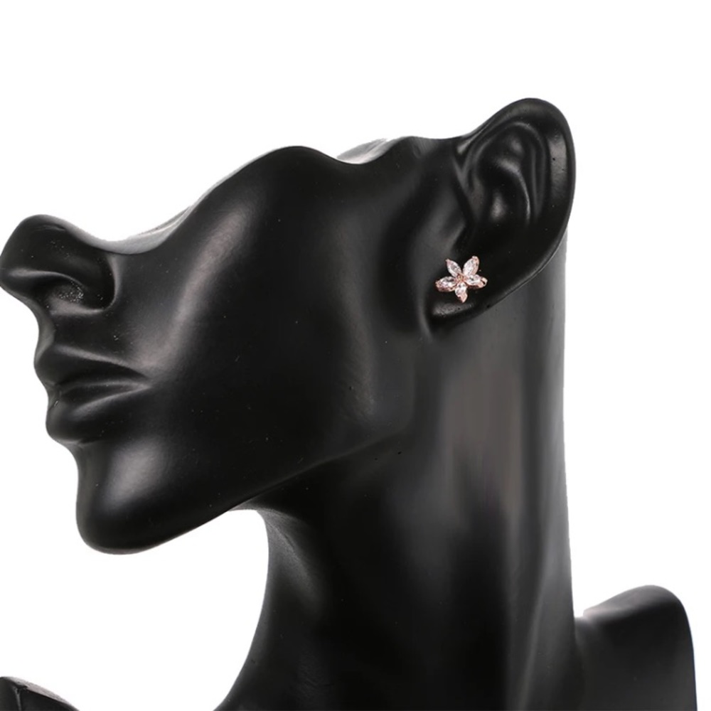 Gold Plated Flower Stud Earrings - Picture 3 of 5